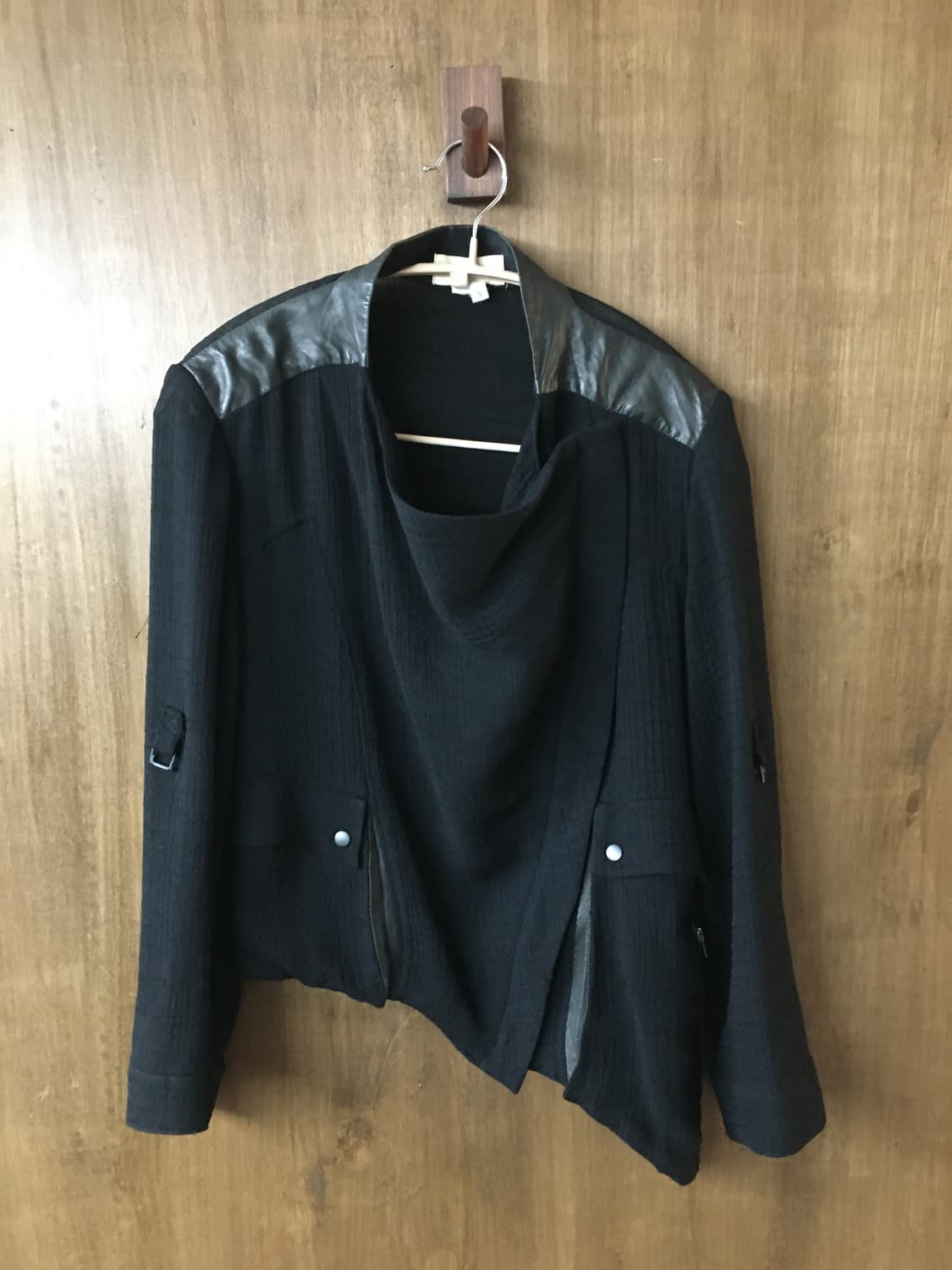 Helmut lang 가죽 트리밍 비대칭 자켓 상품이미지1