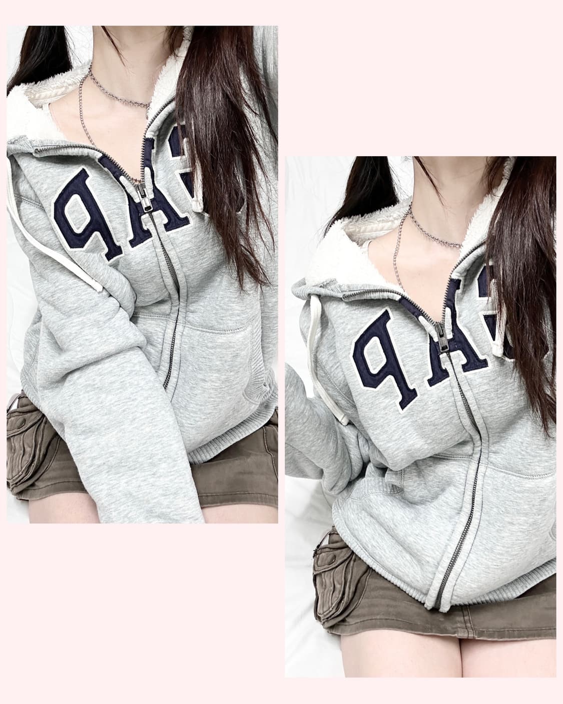 갭 빅로고 양털 후드집업 상품이미지1