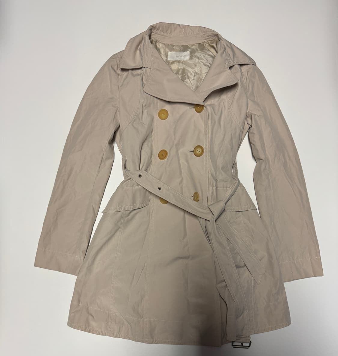 여성 한섬 시스템 벨티드 트렌치 코트 44 연한 베이지 상품이미지1