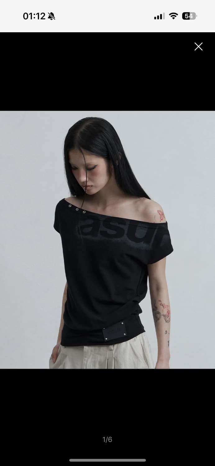 애즈유아 돌먼 루즈 크롭 티셔츠 블랙 상품이미지1