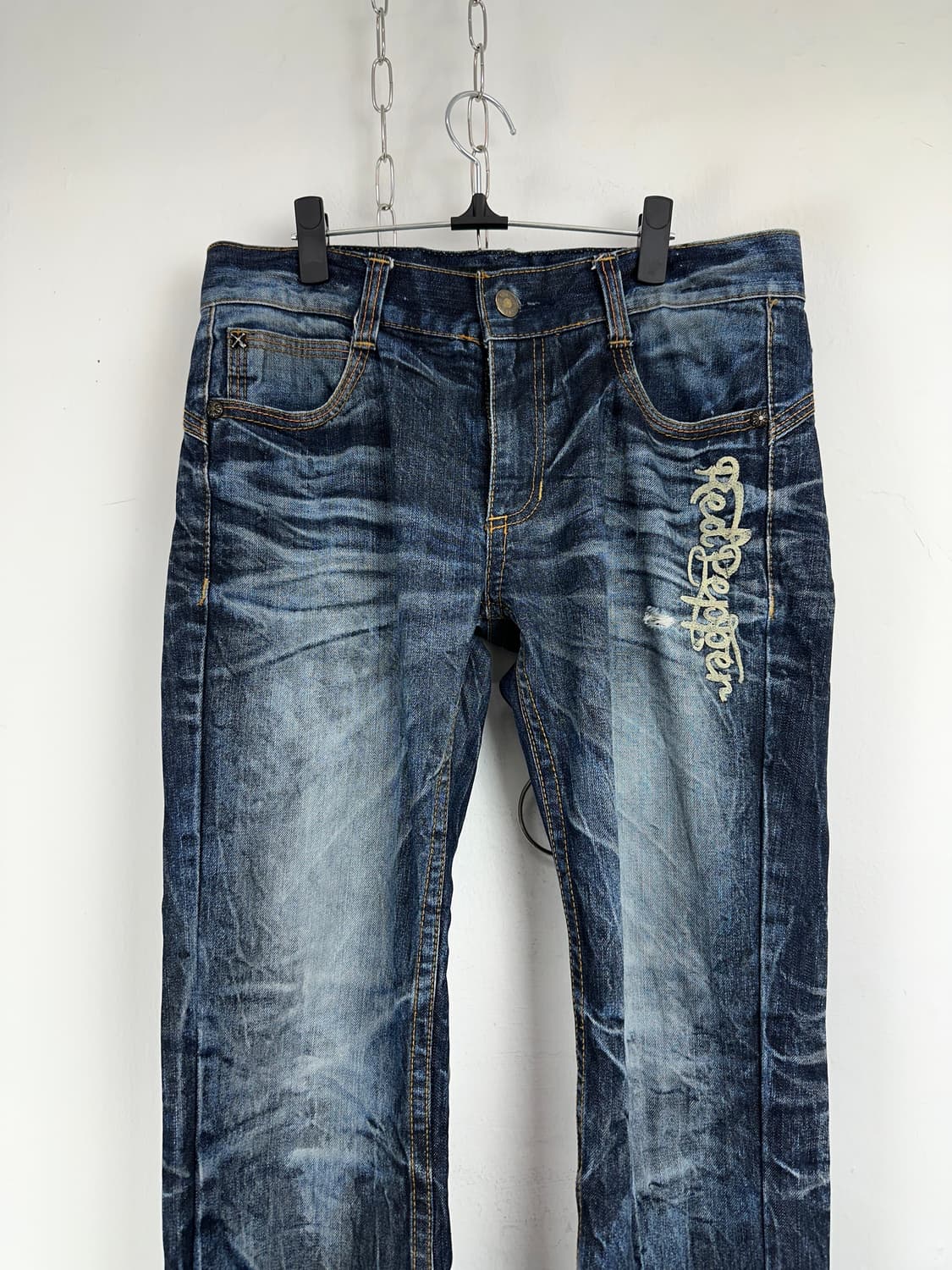 Red Pepper Wing Skull Embroidered Denim  상품이미지8