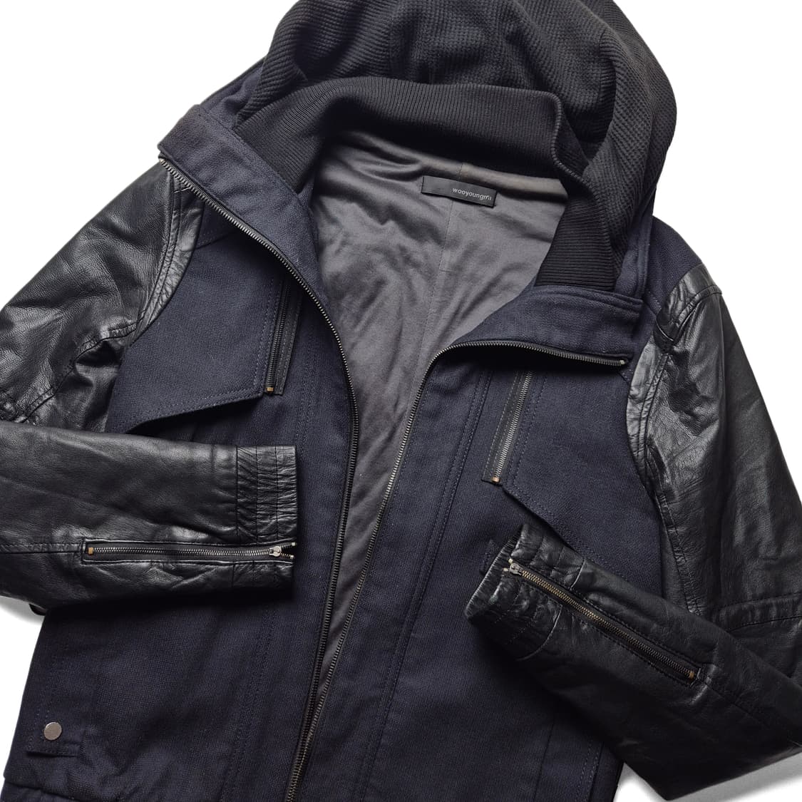 [48] 우영미 레더슬리브 자켓 상품이미지2