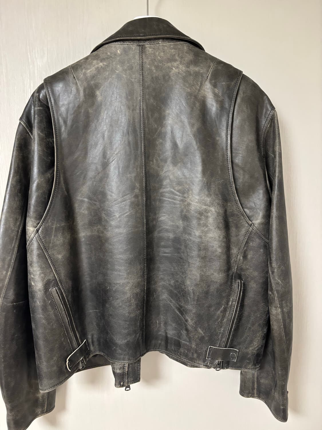 쿠어 네추럴 필링 풀업 가죽 자켓 (블랙) L 상품이미지2