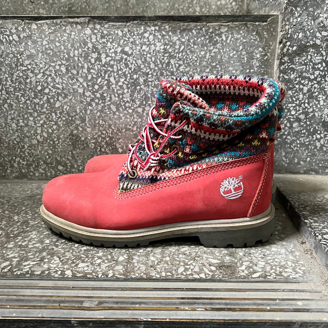 팀버랜드 아즈텍 패턴 핑크 롤탑 부츠 상품이미지1
