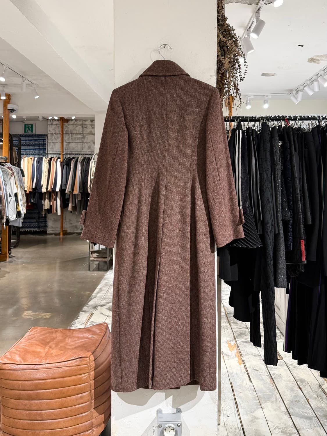 쿠메 브라운 울 블렌드 히든버튼 롱 코트 상품이미지4