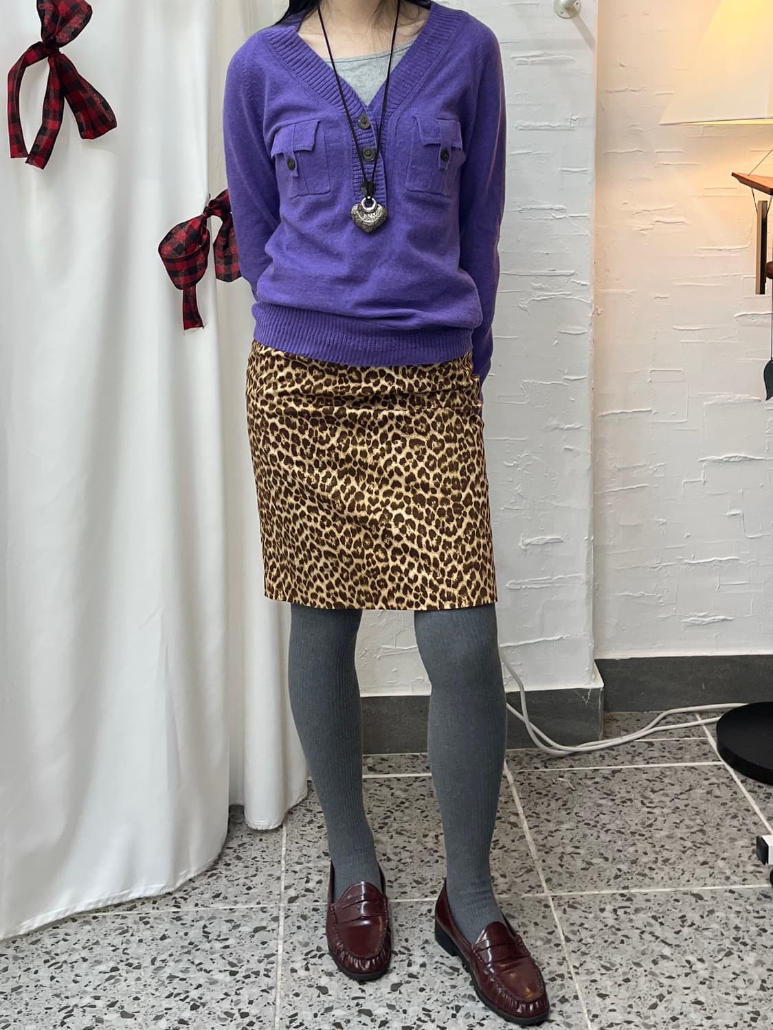 Pocket purple v-neck knit 상품이미지3