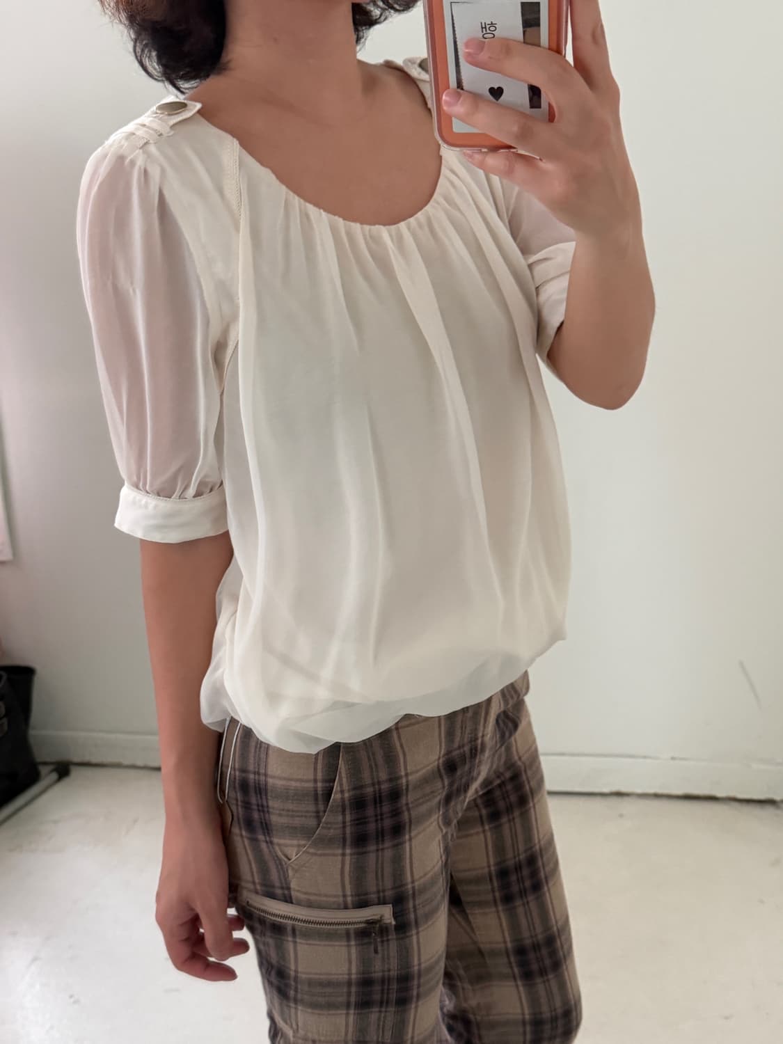 일본빈티지 아이보리 벌룬 블라우스 상품이미지2