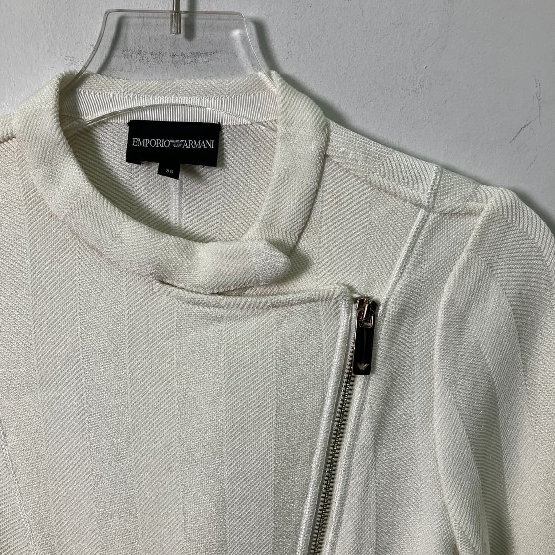 엠포리오 아르마니 화이트 니트 모토 라이더 자켓 38 상품이미지5