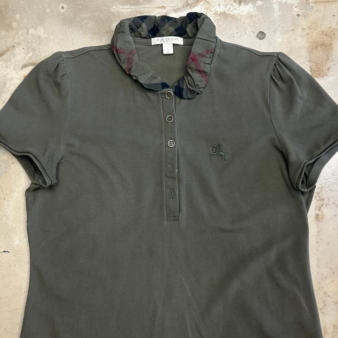 M 버버리 여성용 카키 카라 반팔 티셔츠 상품이미지1