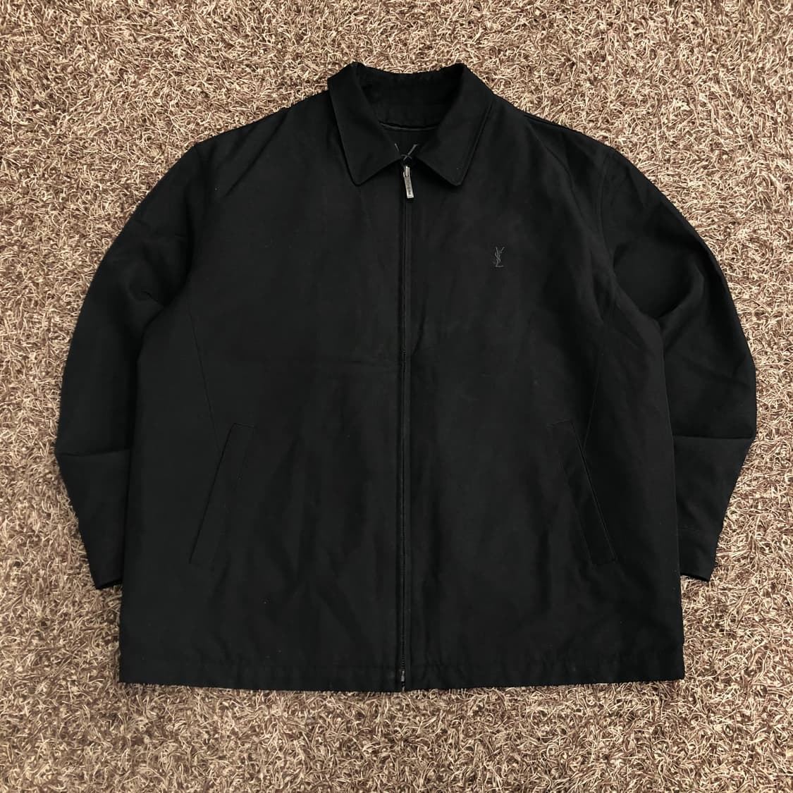 입생로랑 아카이브 폴리쉘 블루종 미니멀 자켓 상품이미지1