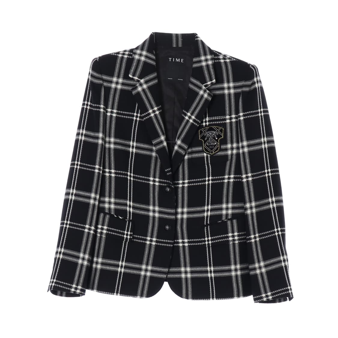 [S]타임 울100% 블랙 체크 아이비리그 싱글브레스티드재킷
 상품이미지1