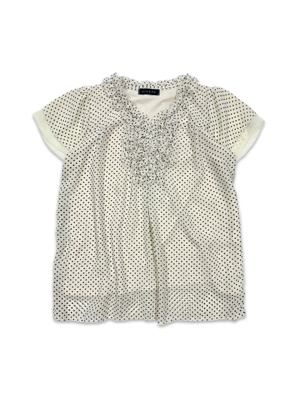 빈티지 아이보리 도트 프릴 블라우스 상품이미지1