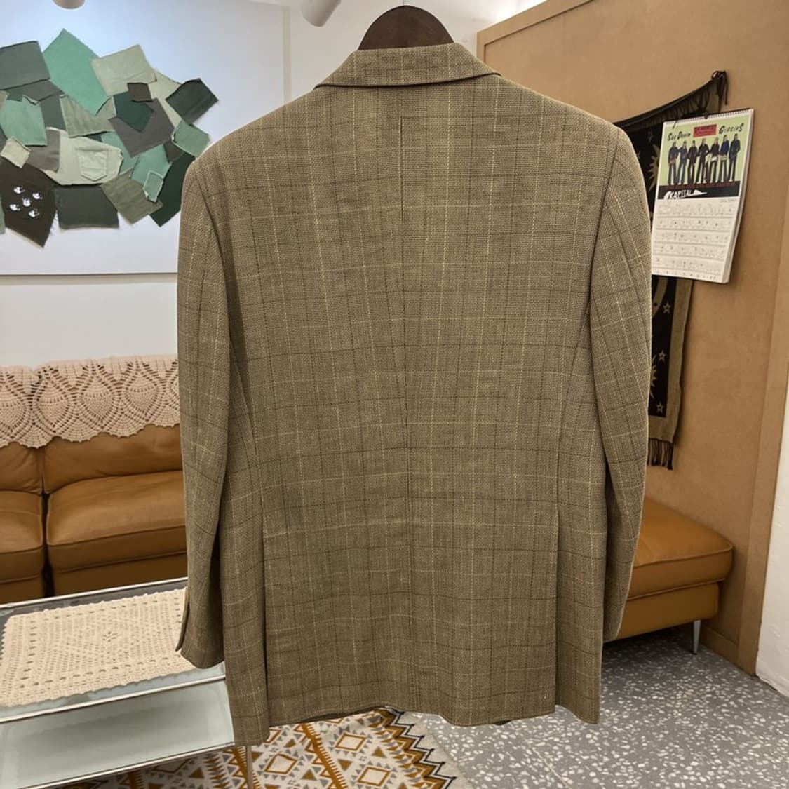 버버리 빈티지 모던캐주얼 울린넨 체크 블레이저 자켓 95 C10980 상품이미지4
