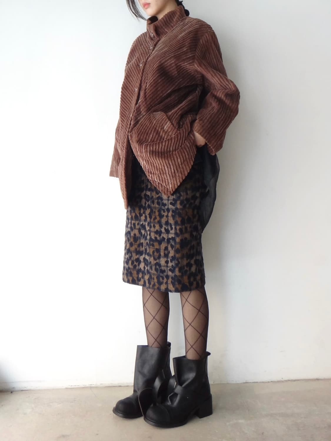 Clover pattern formal skirt / brown 상품이미지9