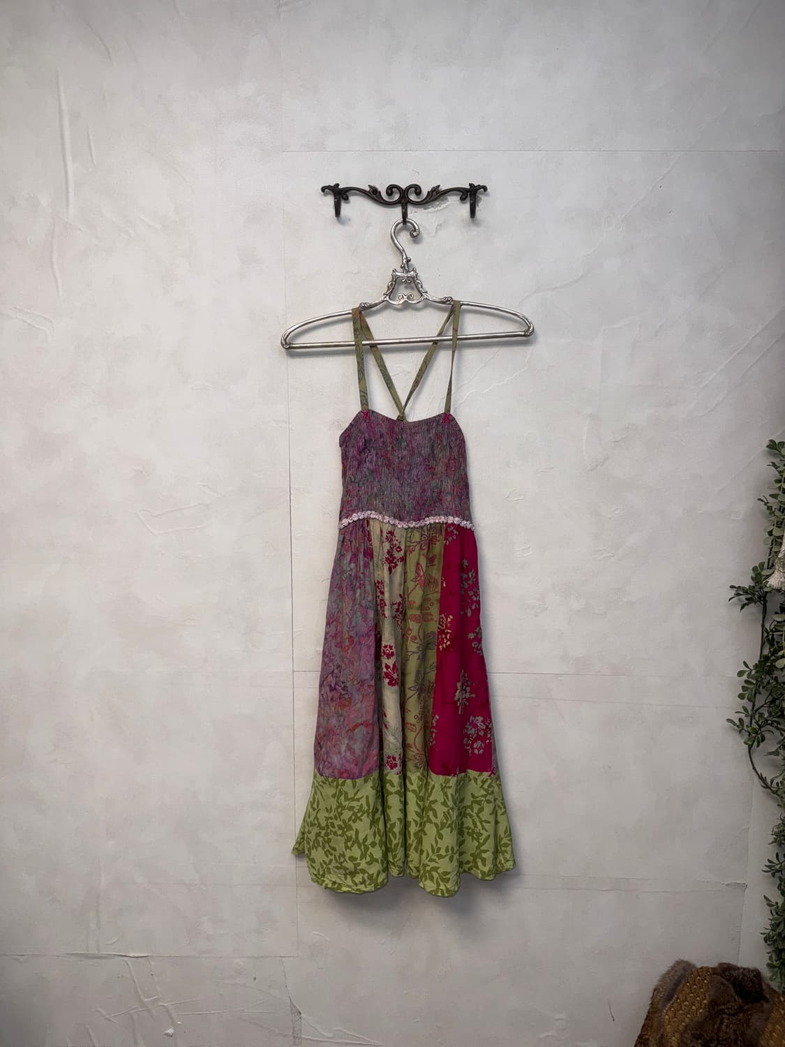 Pink green floral patchwork ops 상품이미지4