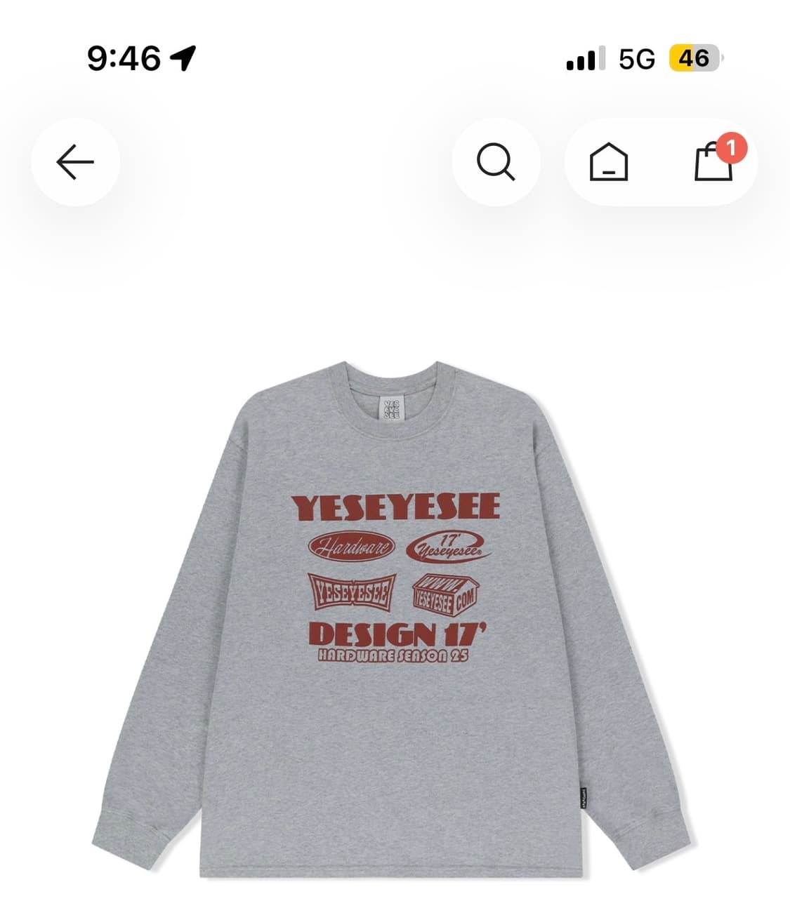 예스아이씨 롱슬리브 그레이 상품이미지1