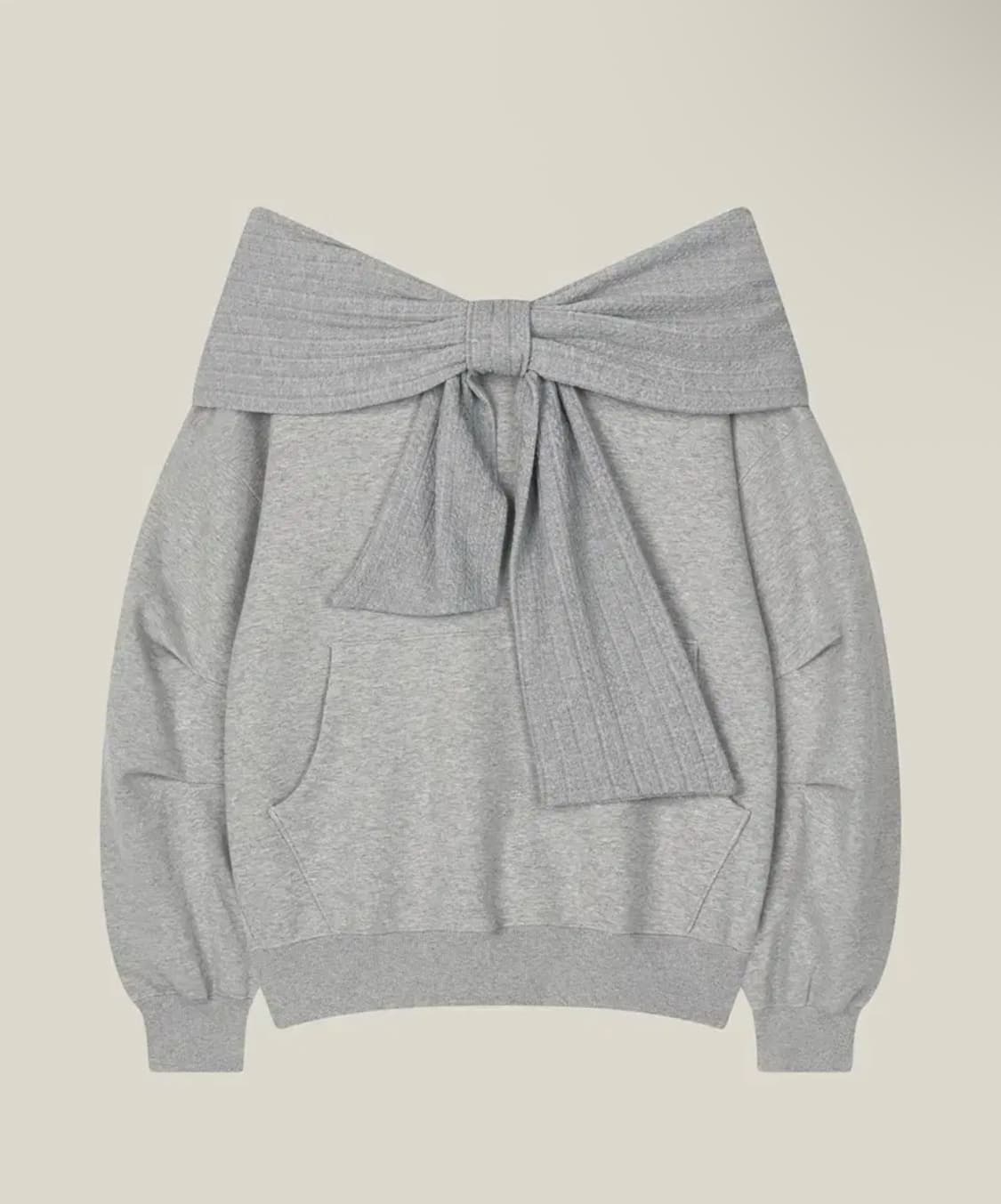 더티스 26SS 리본 오프숄더 후드 그레이   상품이미지1