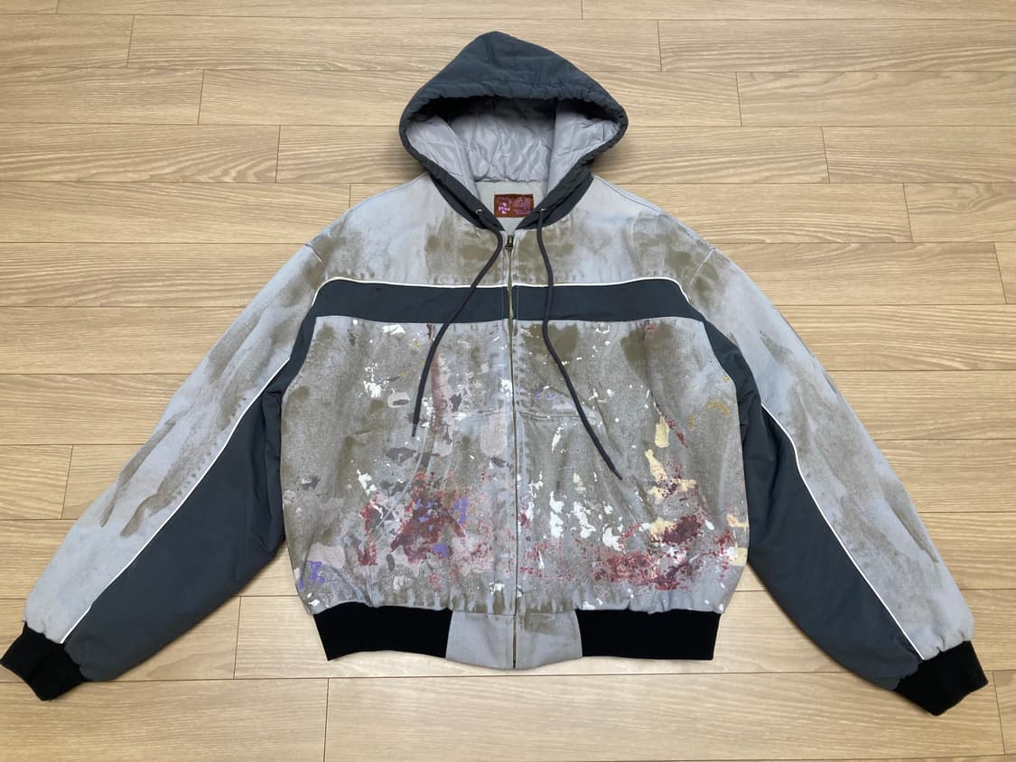 praying 페인트 프린트 캔버스 후디 자켓 상품이미지1