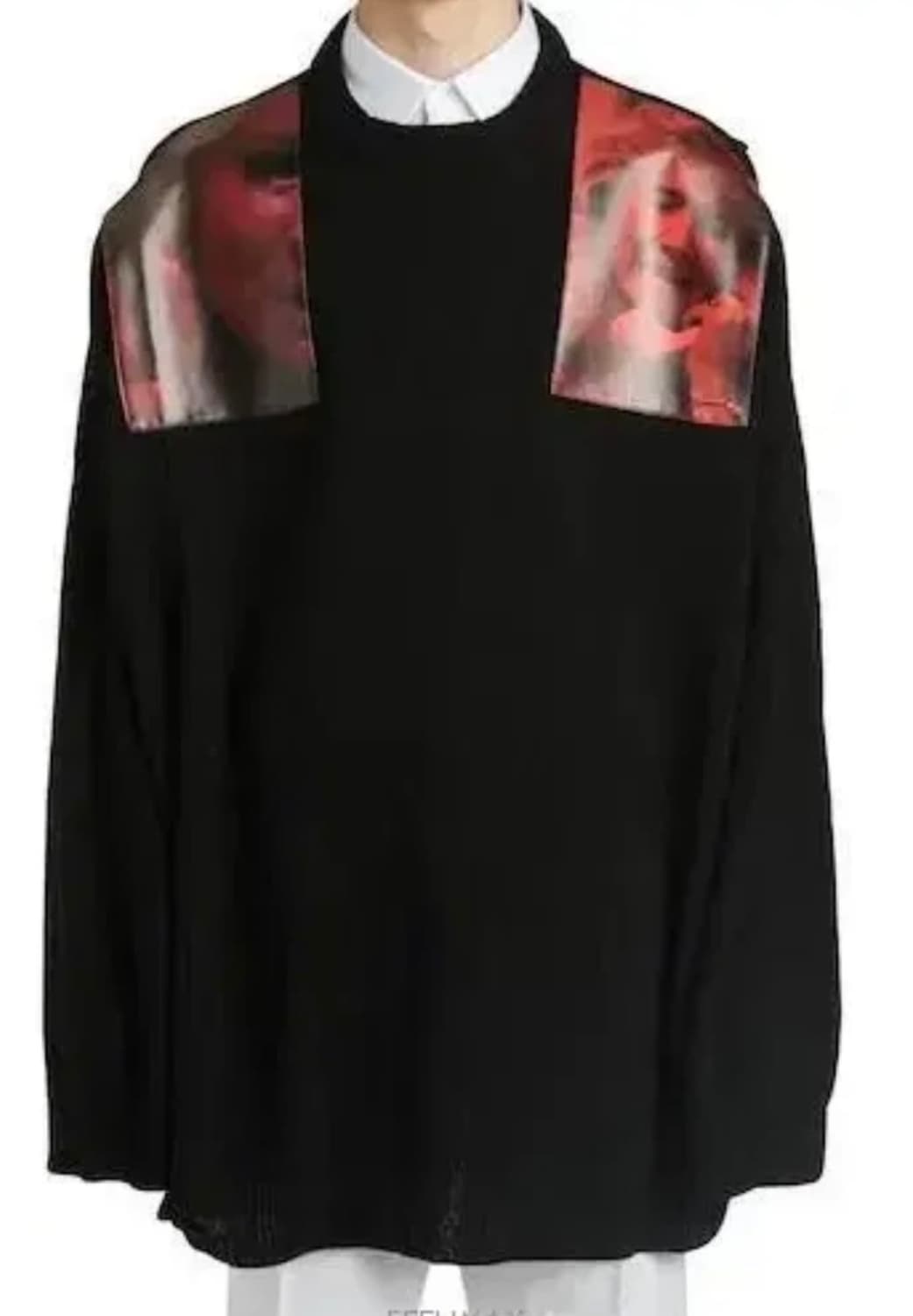 라프시몬스 19aw 숄더패치 니트 블랙 상품이미지1