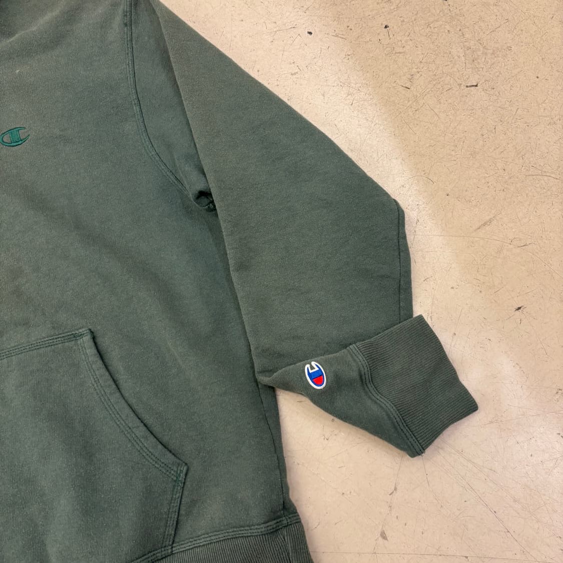 챔피온 그린 스몰로고 후드티 상품이미지2