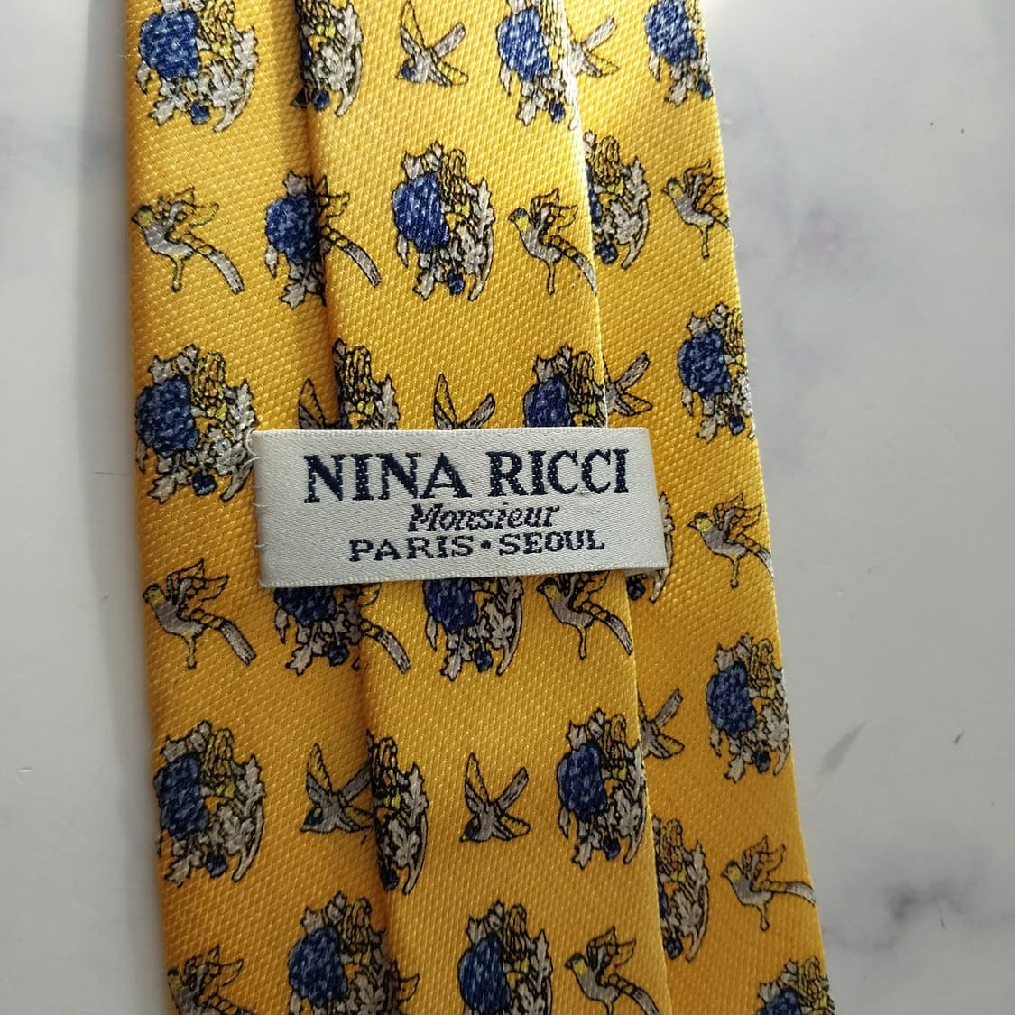 니나리치 실크 옐로우 새 모티브 넥타이 9.6cm A등급 K1942
 상품이미지7