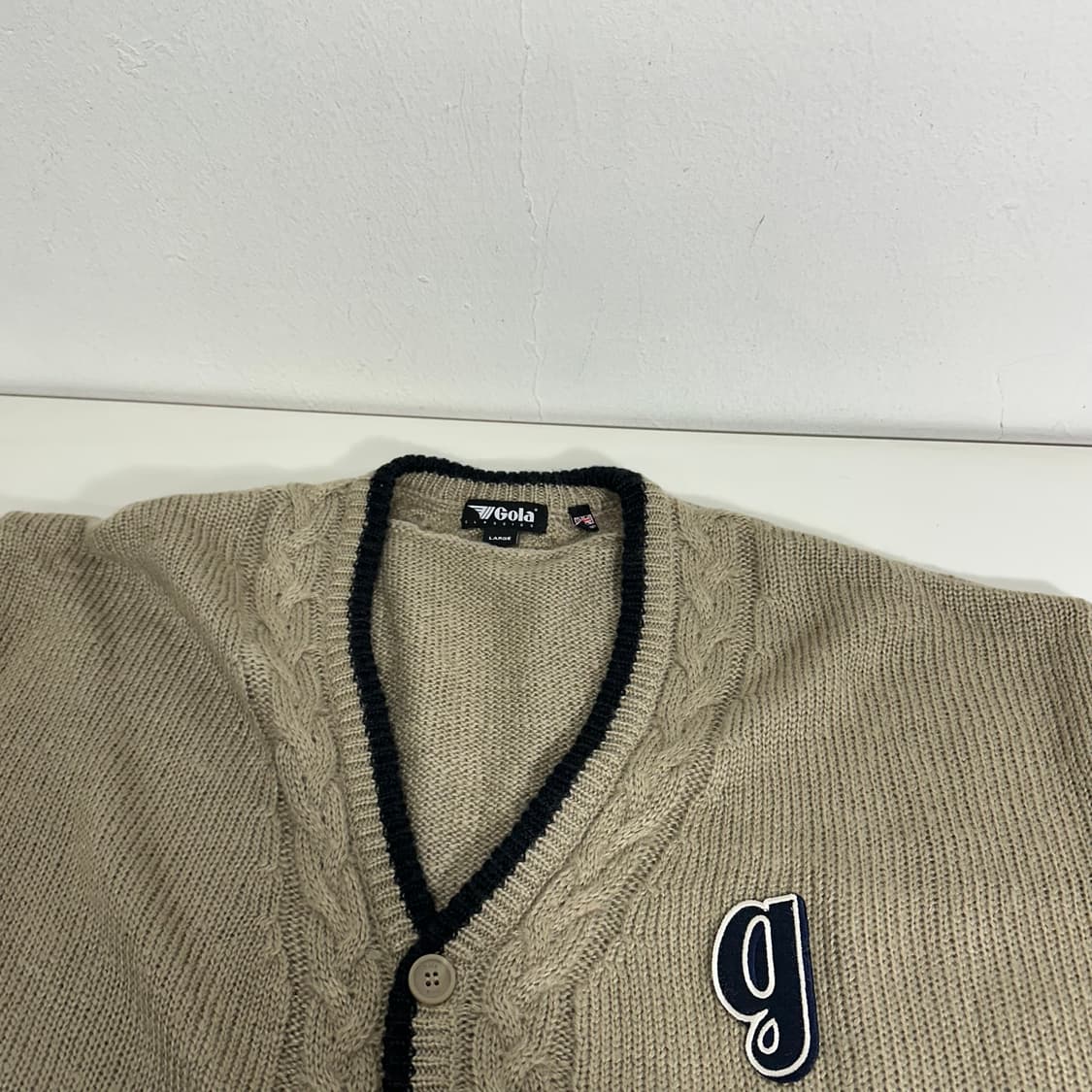 L-XL 골라 딥베이지 G로고 루즈오버핏 꽈배기가디건 상품이미지3