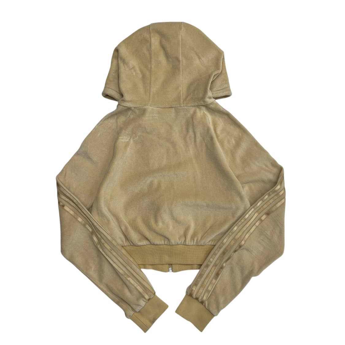 아디다스 딱붙핏 크롭 골드라인 벨벳 후드집업 S 상품이미지3