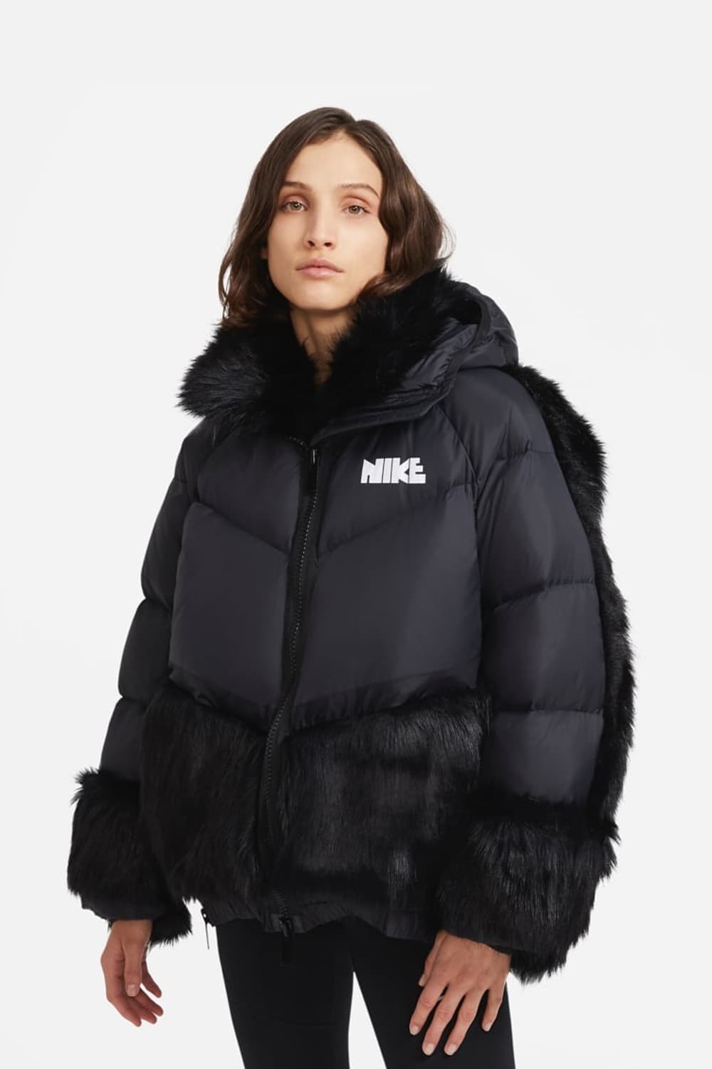 Sacai x Nike 퍼 자켓 블랙 (XS) 상품이미지1