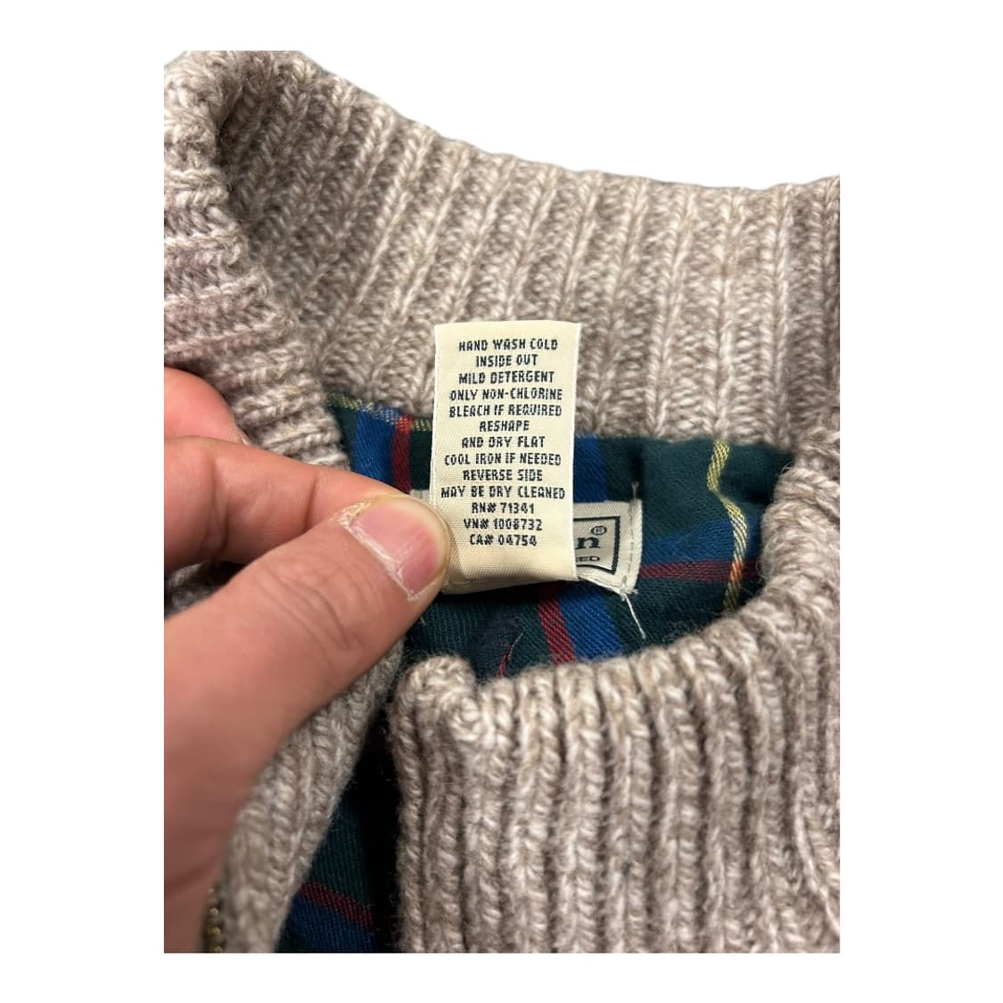 XL) 엘엘빈 L.L.Bean 램스울 체크 라이닝 집업 가디건 TK-03 상품이미지4