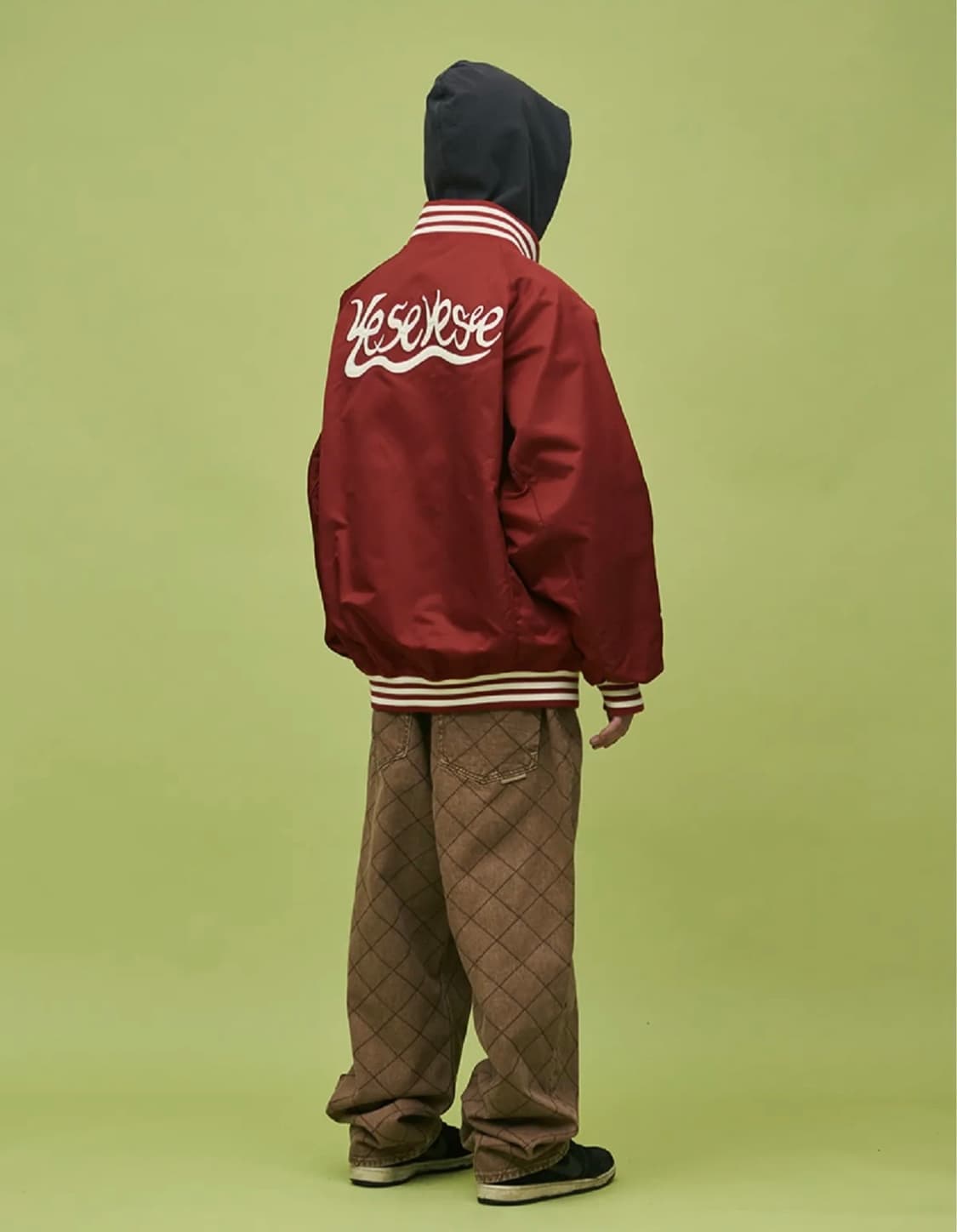 예스아이씨 하이 넥 스타디움 바시티 자켓 레드 상품이미지1