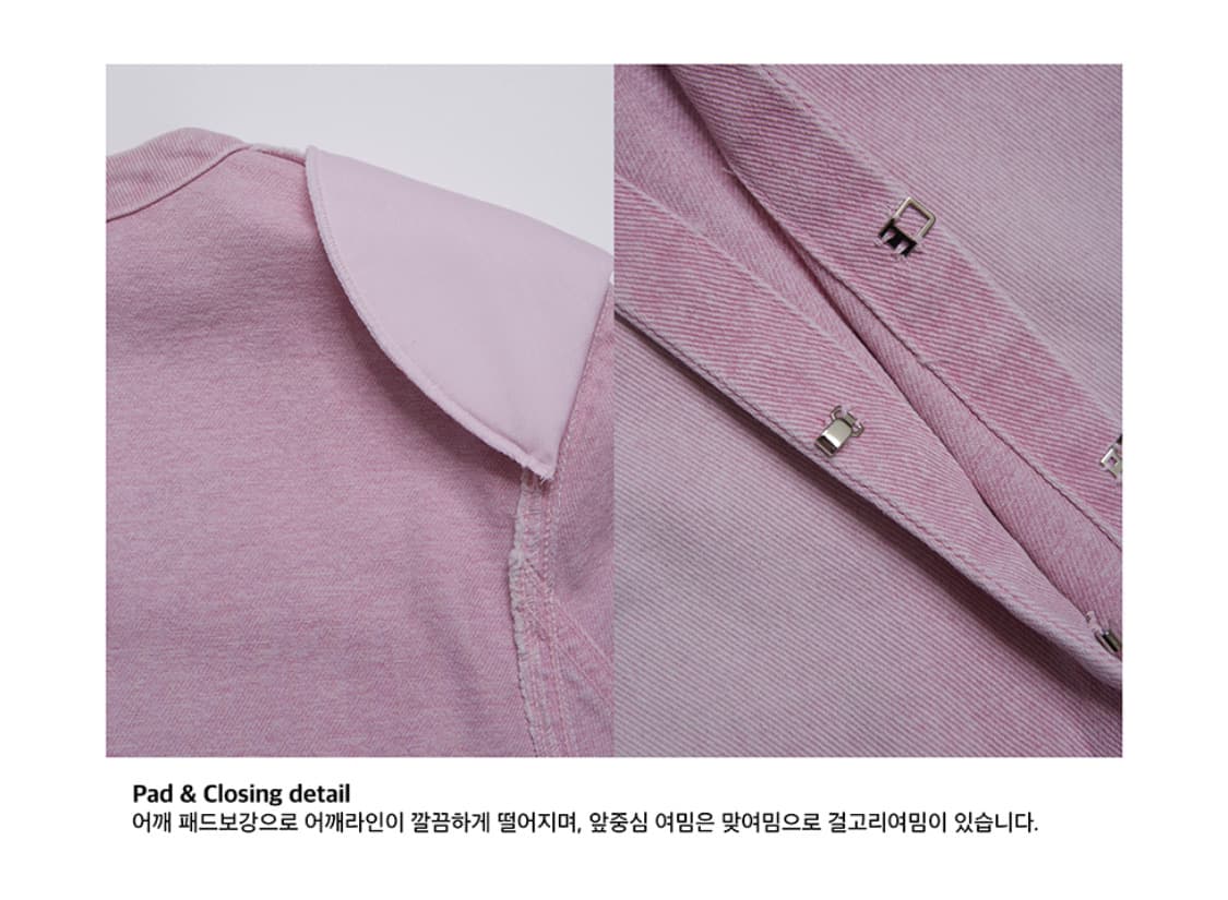 인스턴트펑크 데님 크롭 자켓 핑크 상품이미지4