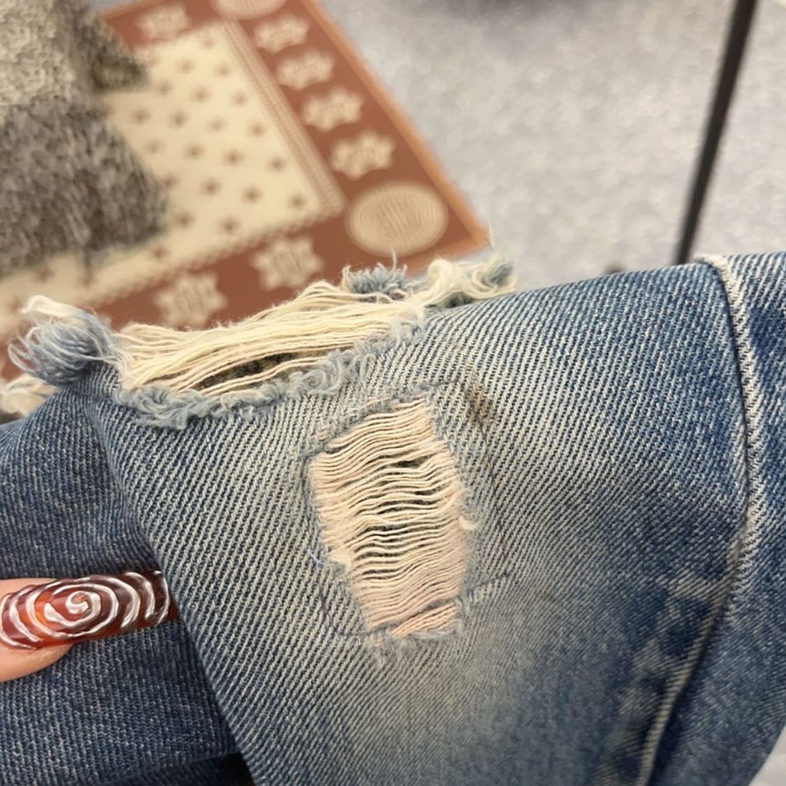 리바이스 희귀 갸루 레오파드 데미지 커스텀 데님팬츠 31인치 C09441 상품이미지9