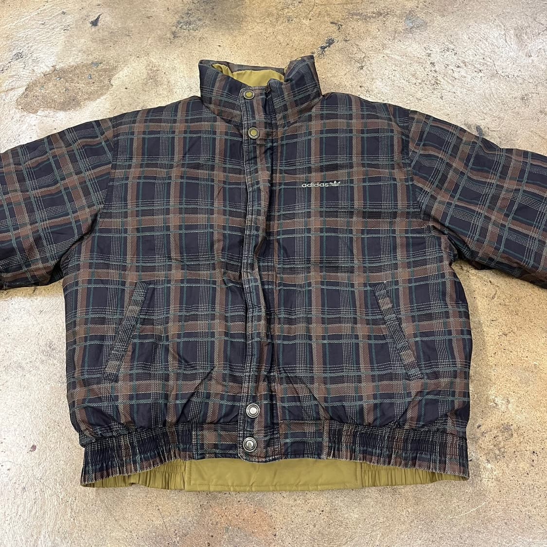 아디다스 양면 리버시블 체크 연두 그린 숏패딩 95 상품이미지3