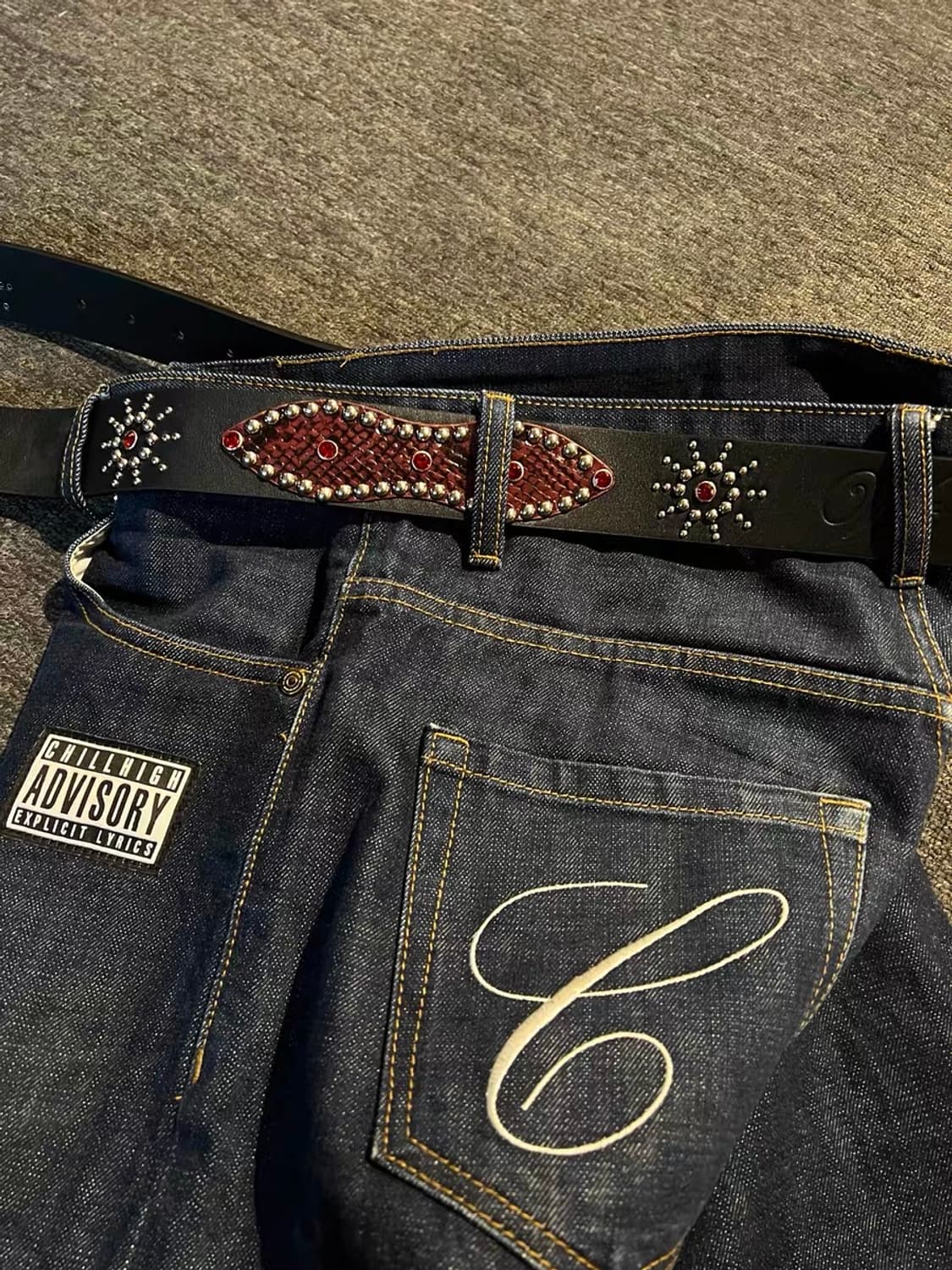 Vintage Red Stud Leather Belt 상품이미지8