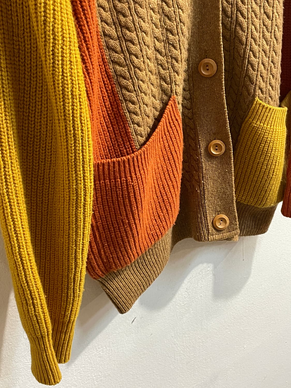 스튜디오 톰보이 컬러 블록 케이블 울 가디건 상품이미지4