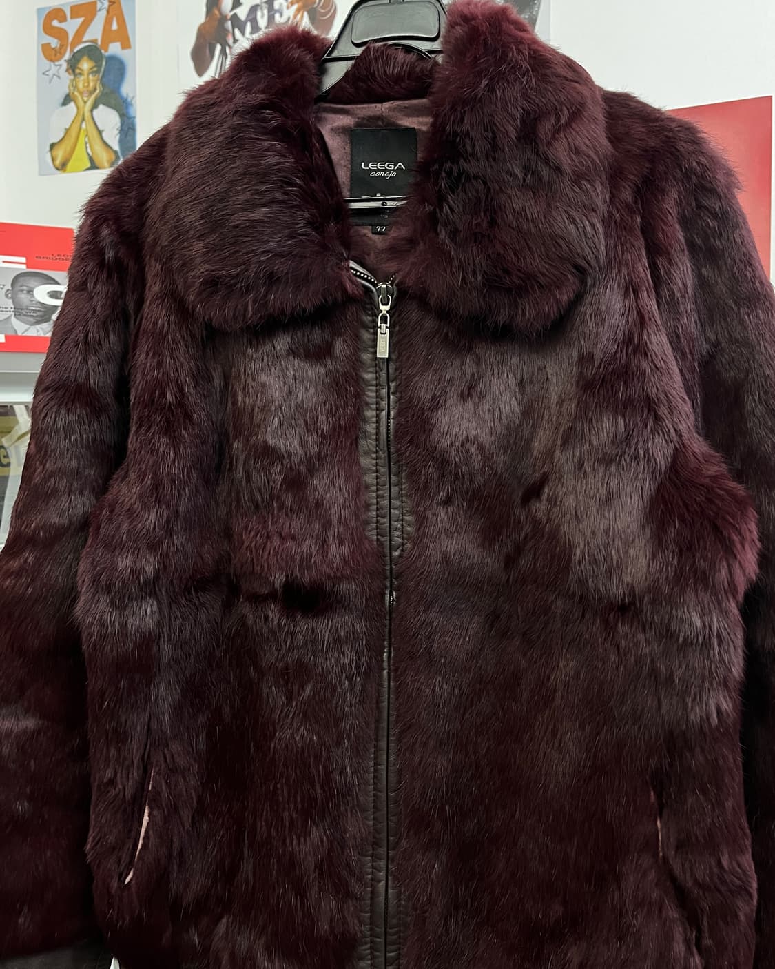 올드 빈티지 버건디 리얼 래빗 퍼 레더 자켓 상품이미지6