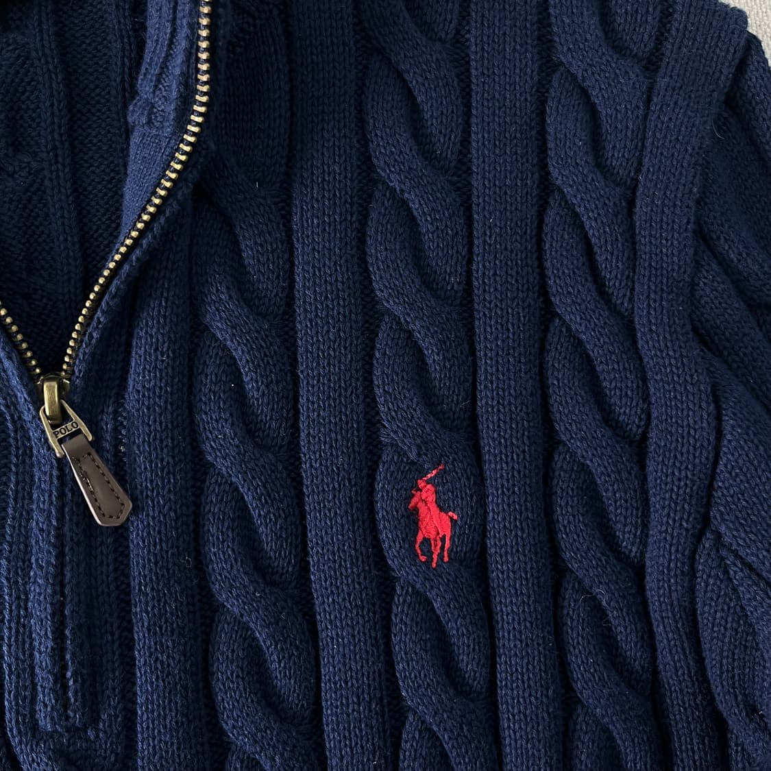 100 폴로랄프로렌 신형 꽈배기 반집업 니트 상품이미지3