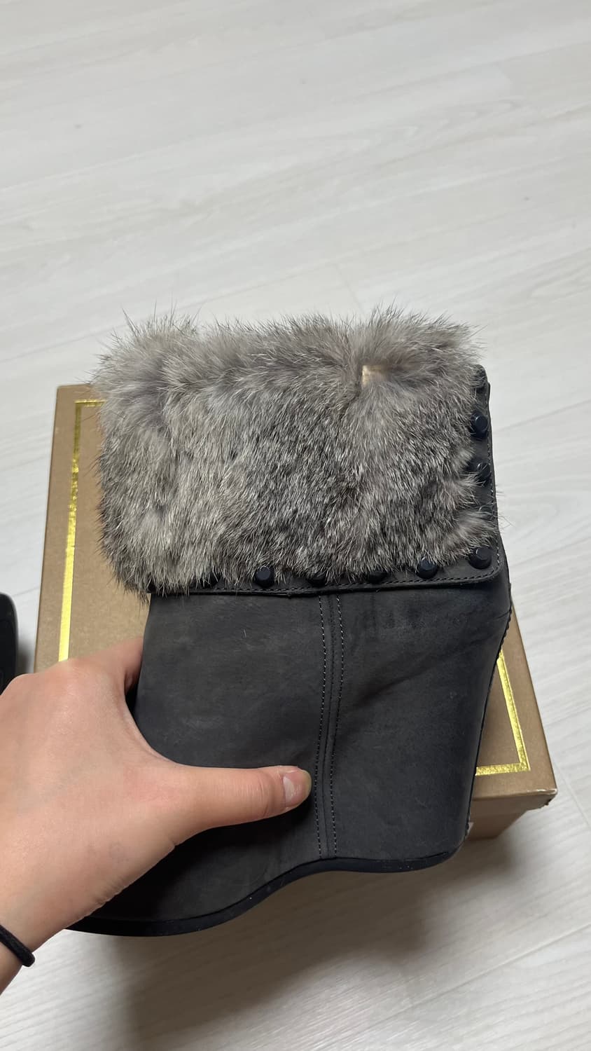 ash 아쉬 퍼 트리밍 가보시 웨지부츠 38 1/2 챠콜 상품이미지3