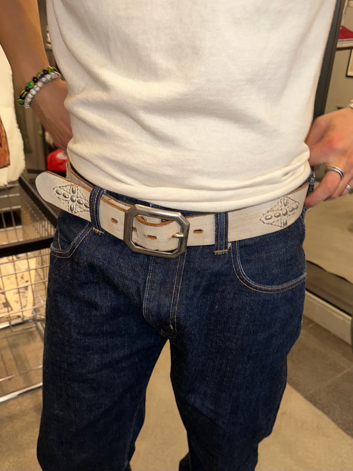Real Leather western stud faded belt  상품이미지1