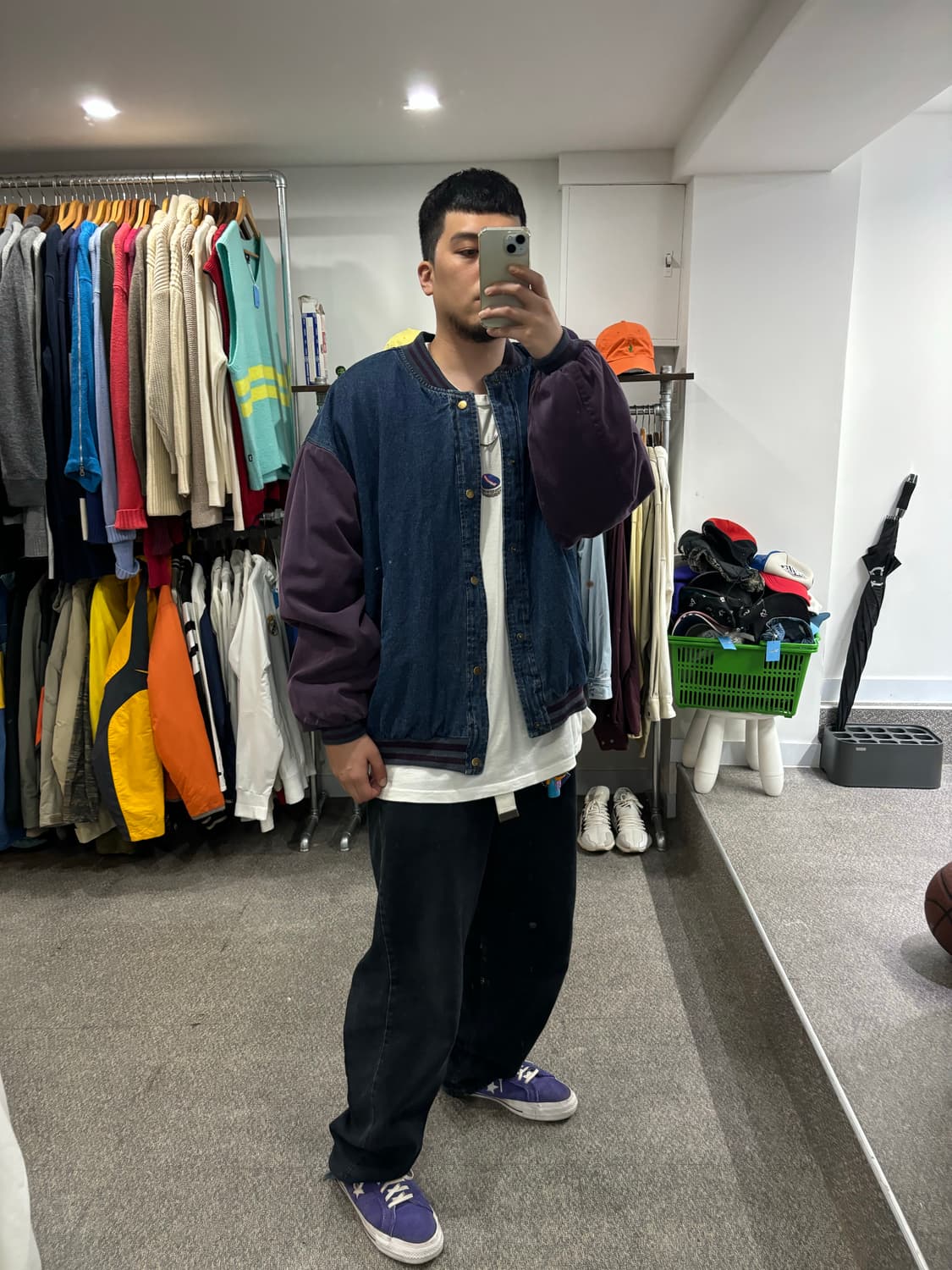 (XL) AMB 빈티지 데님 바시티 자켓 상품이미지8