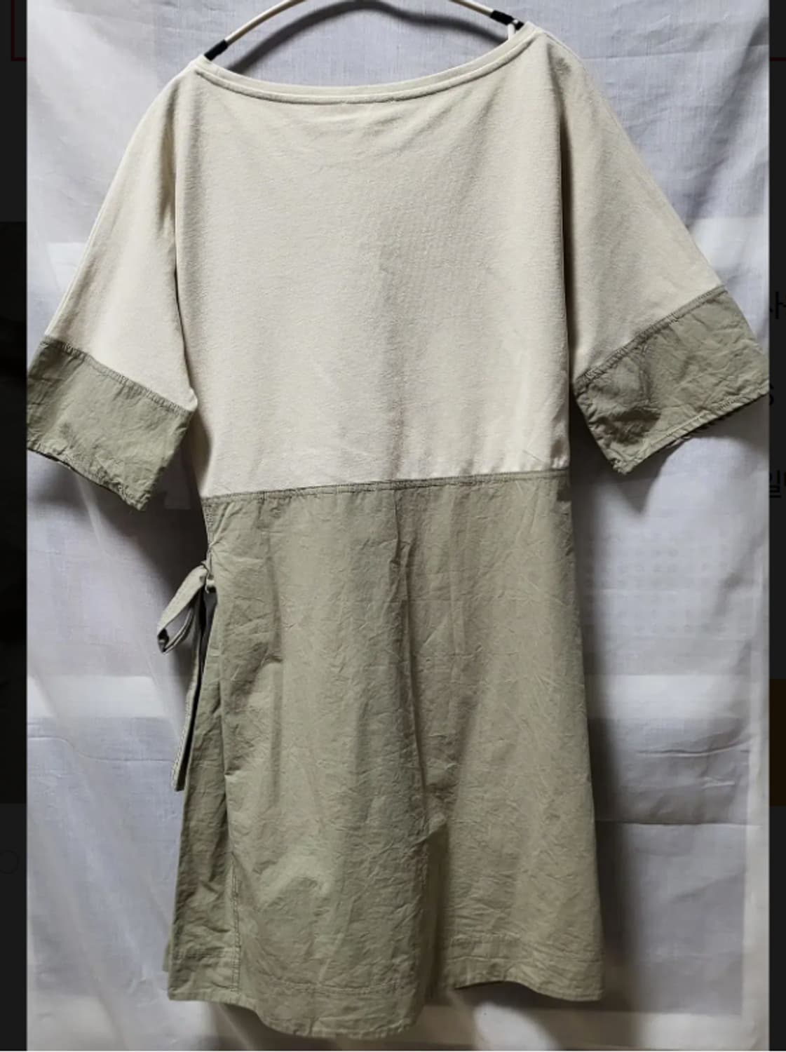 코스 반팔 랩형식 미디 원피스 연카키 (S)
 상품이미지2