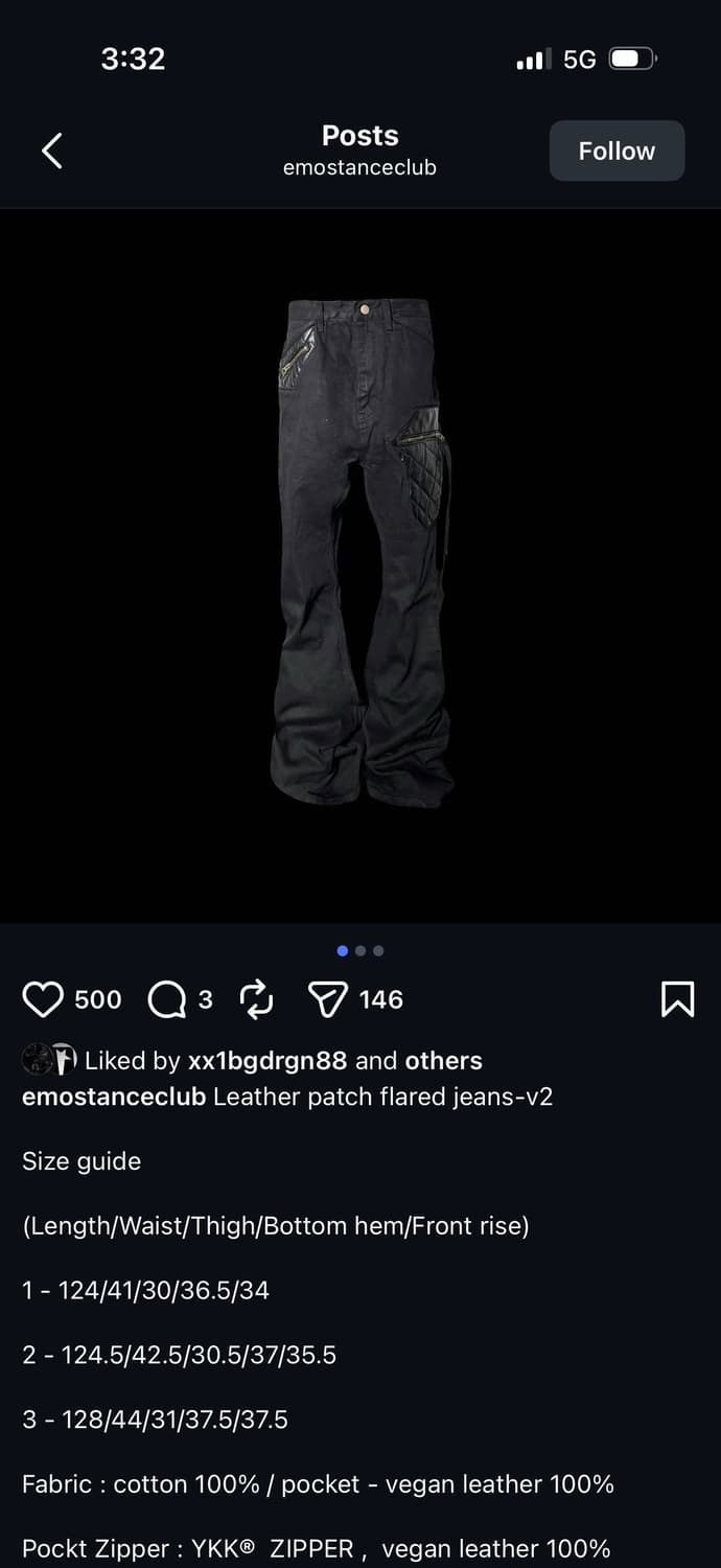 에모스탠스클럽 레더 패치 플레어진 v2 상품이미지1