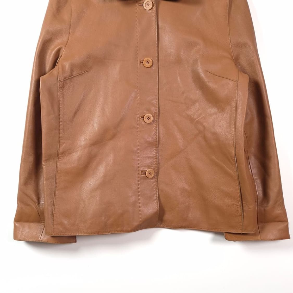 DUSSE LINE 리얼 램스킨 싱글 가죽 자켓 브라운 77 상품이미지4