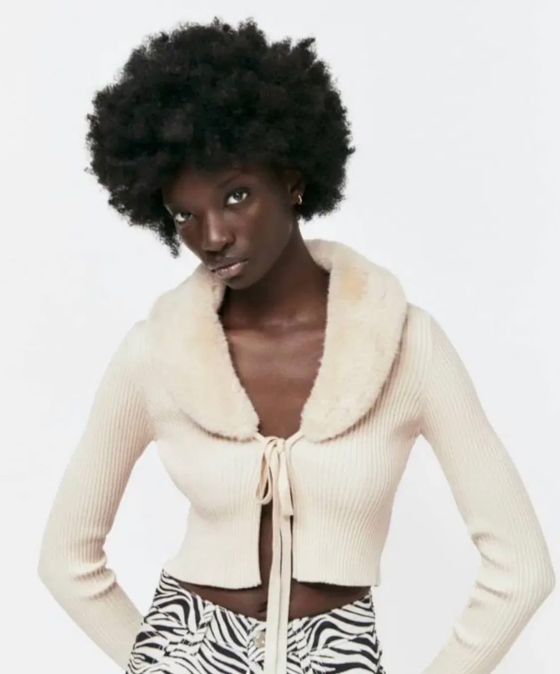 자라 에코 퍼 가디건 아이보리 M 상품이미지2