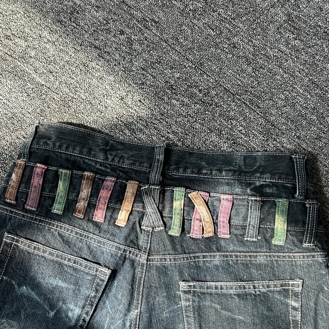 jpn 빈티지 더블 웨이스트 워싱 데님 팬츠 상품이미지3