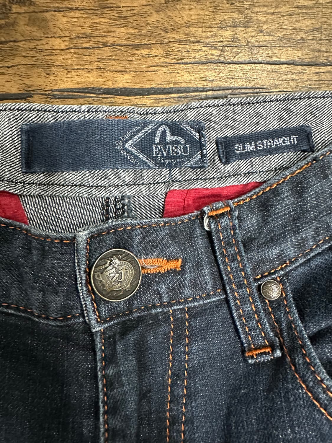 EVISU 슬림 스트레이트 청바지 오렌지 스티치 30사이즈 Y2K 상품이미지7