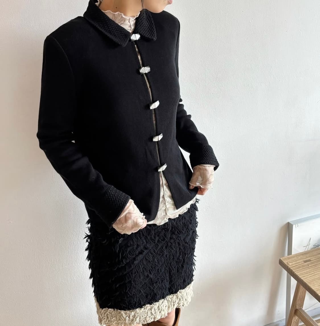 vintage soft white&black skirt 미니스커트 상품이미지2