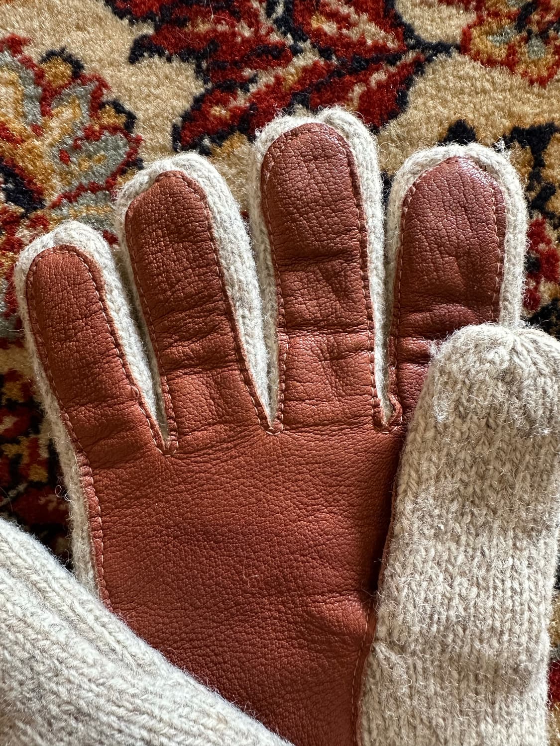 고르디니(Gordini) 빈티지 울 믹스 레더 글러브 - L 상품이미지3