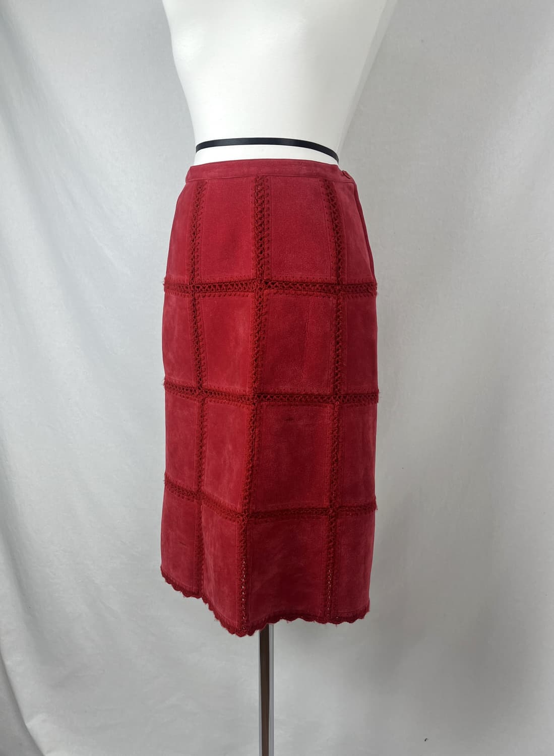 Vintage 스웨이드 레드컬러 미디 스커트  상품이미지1
