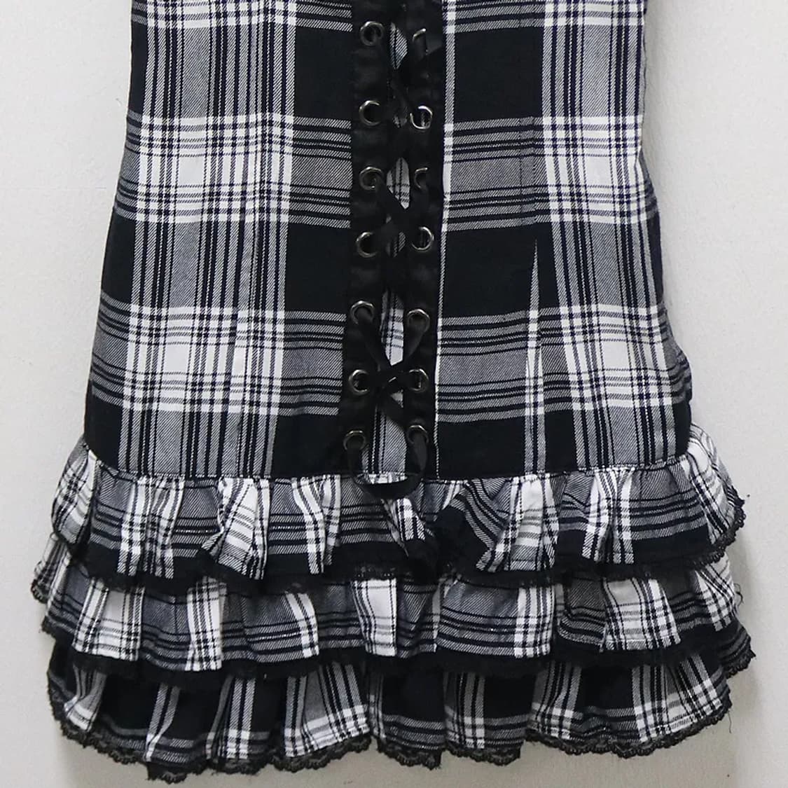 블랙 체크 뷔스티에 미니 원피스 61133 상품이미지4